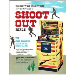 Shoot Out Arcade FLYER Original 1976 Rifle Gun Game Art Two Sided Retro Vintage